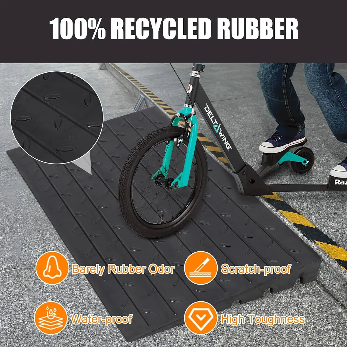 Tacleekii Rubber Curb Ramp With Cord Channels for Wheelchair Access