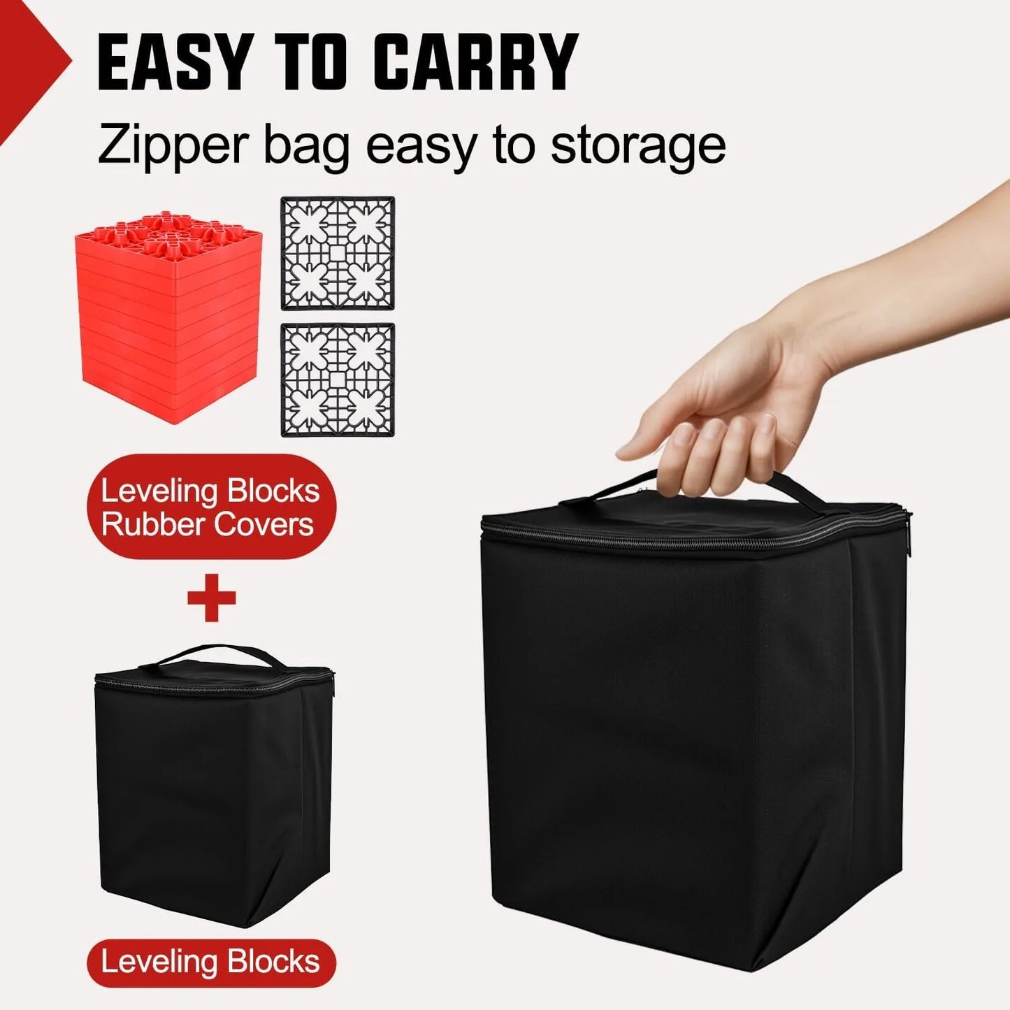 Nilight RV Leveling Blocks 12 Pack Interlocking Design Stabilizer Block Anti-Slip Rubber Covers Customizable Height with Carrying Bag for RV Camper Travel Trailer, Adjustable Camper Stabilizer Blocks for Motorhome Trailer Tir