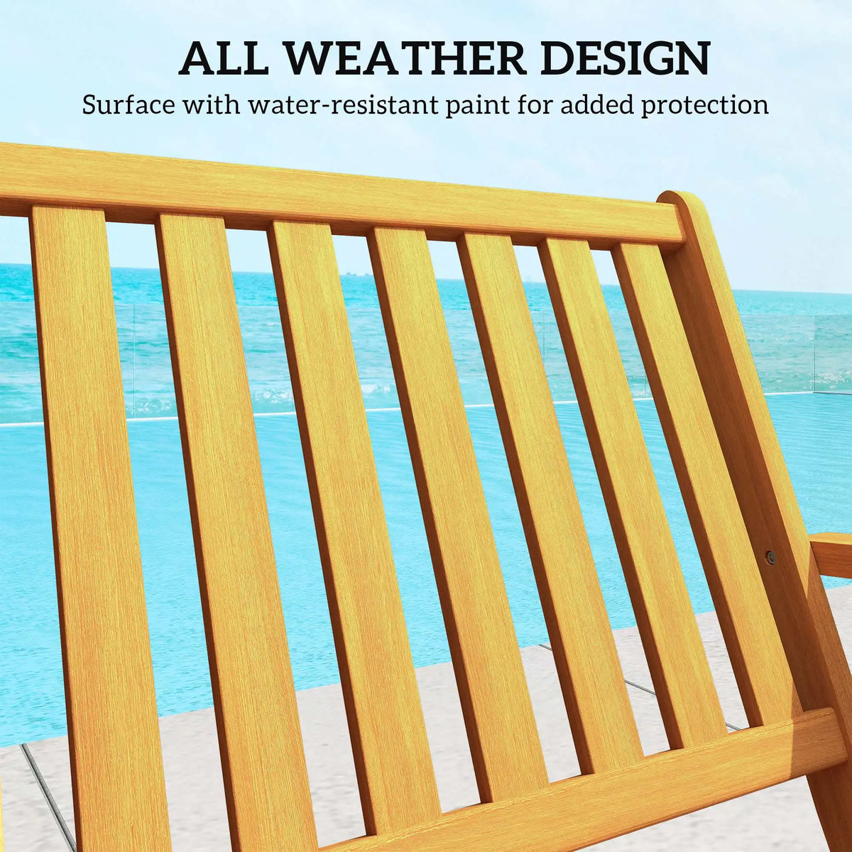 Outsunny Wood Outdoor Bench, 2-Person Foldable Patio Garden Bench, Teak