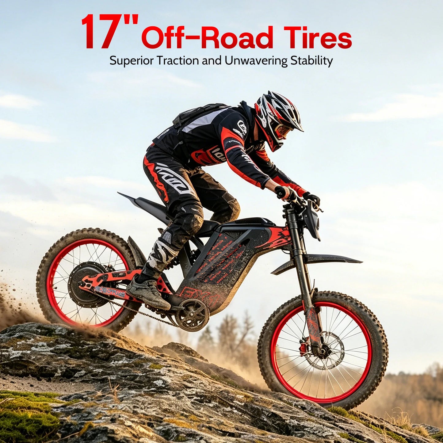Electric Dirt Bike, 3000W 40MPH Electric-Motorcycle with 48V25AH Battery Ebike, Hydraulic Brakes & Full Suspensions Mountain Off-Road E Dirt Bike,for Teens & Adults