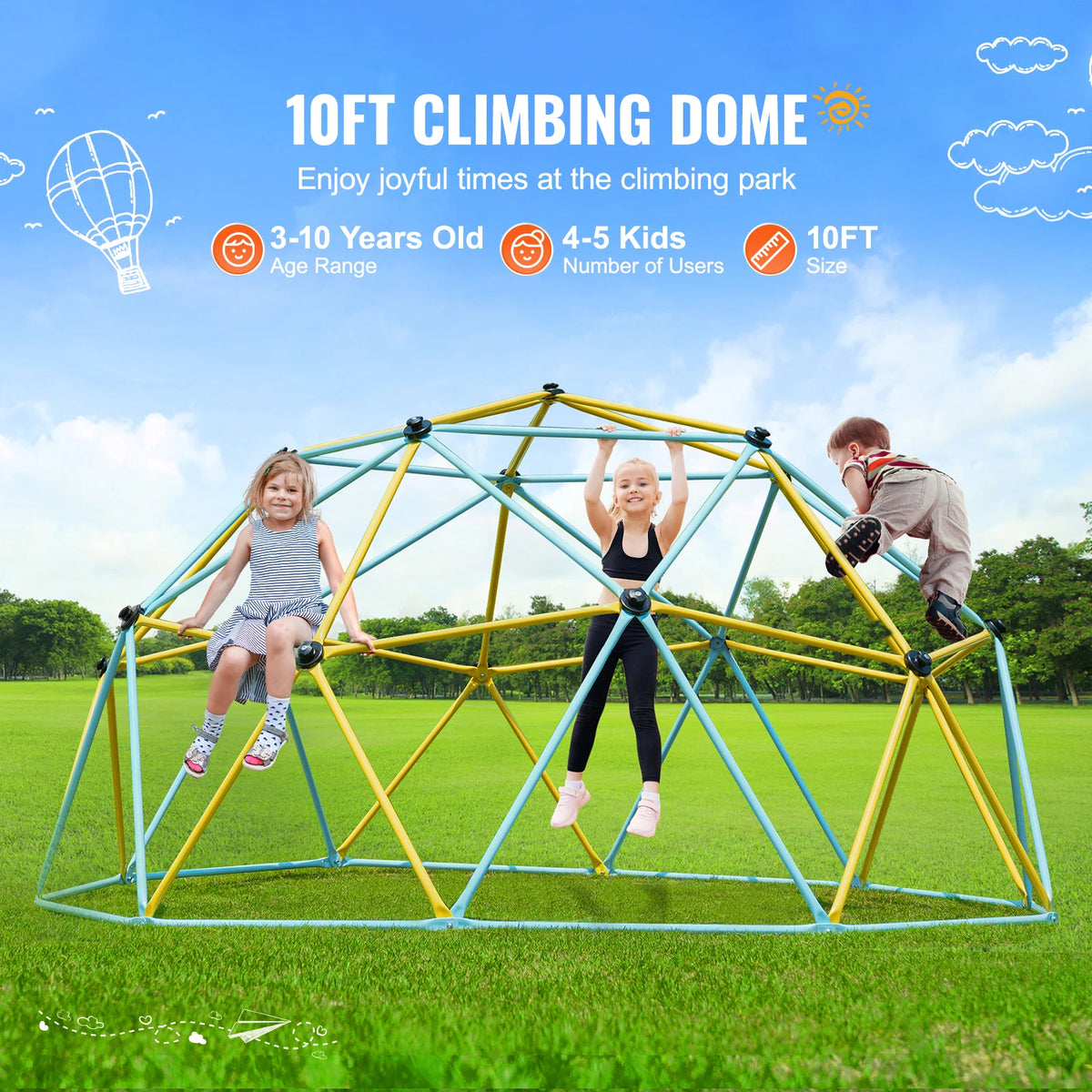 SucceBuy Outdoor Climbing Dome With Hammock And Swing Playset