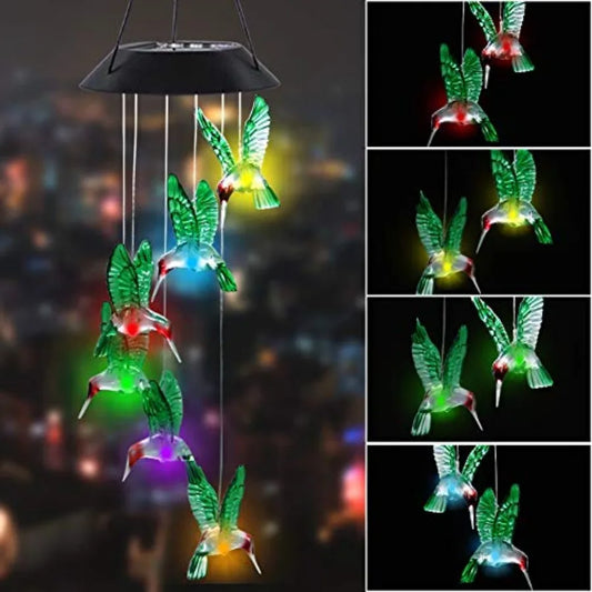 Solar LED Hummingbird Wind Chime For Home Garden Decoration