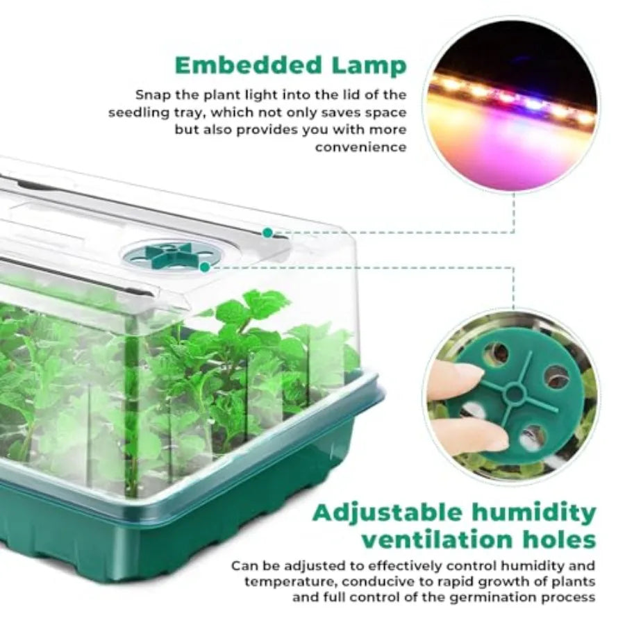 Automatic Seed Starter Tray With Led Grow Light And Dome