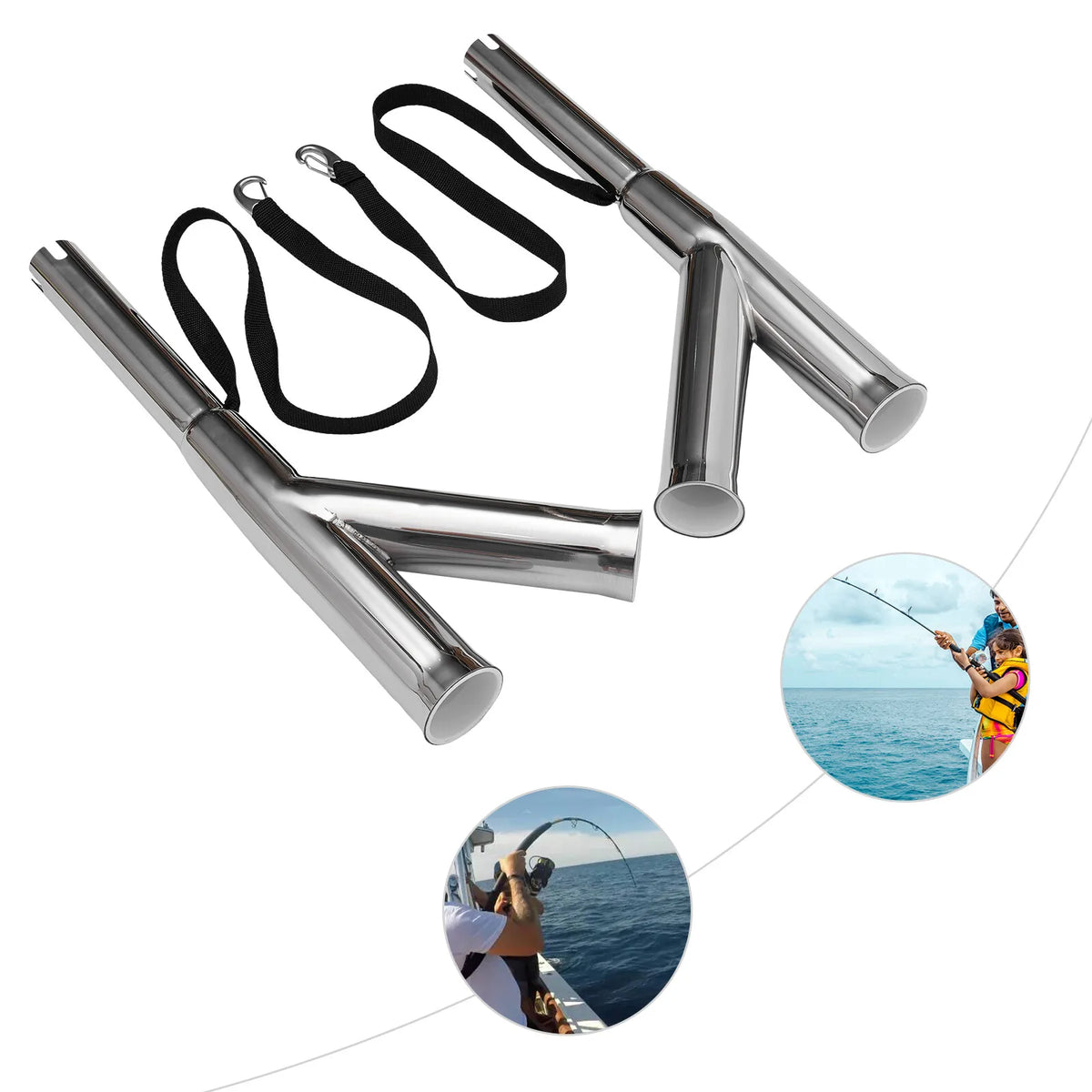 Stainless Steel Adjustable Boat Outrigger Fishing Rod Holder Clamp Mount