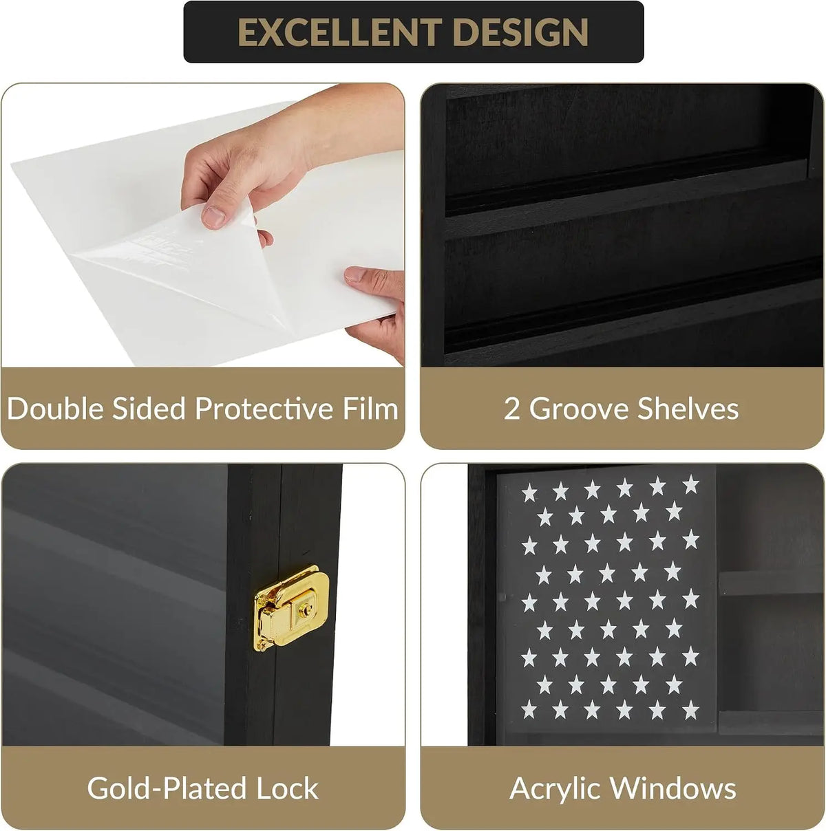 Garvee Lockable Wooden Shadow Box Display Frame Acrylic Door