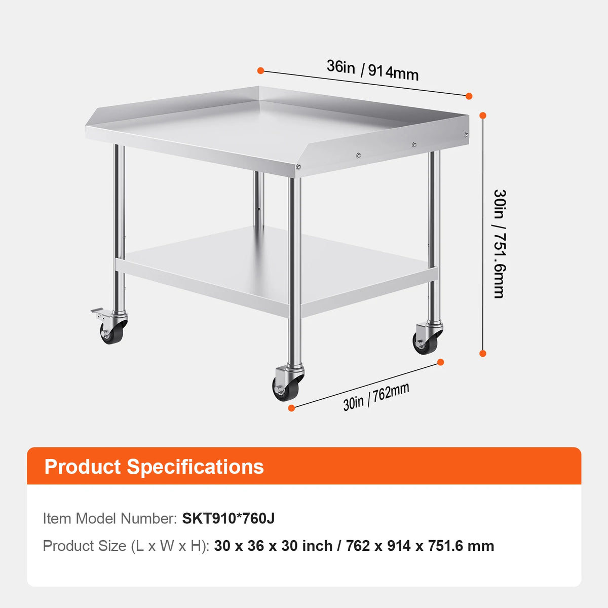 SucceBuy Commercial Stainless Steel Work Table With Four Casters