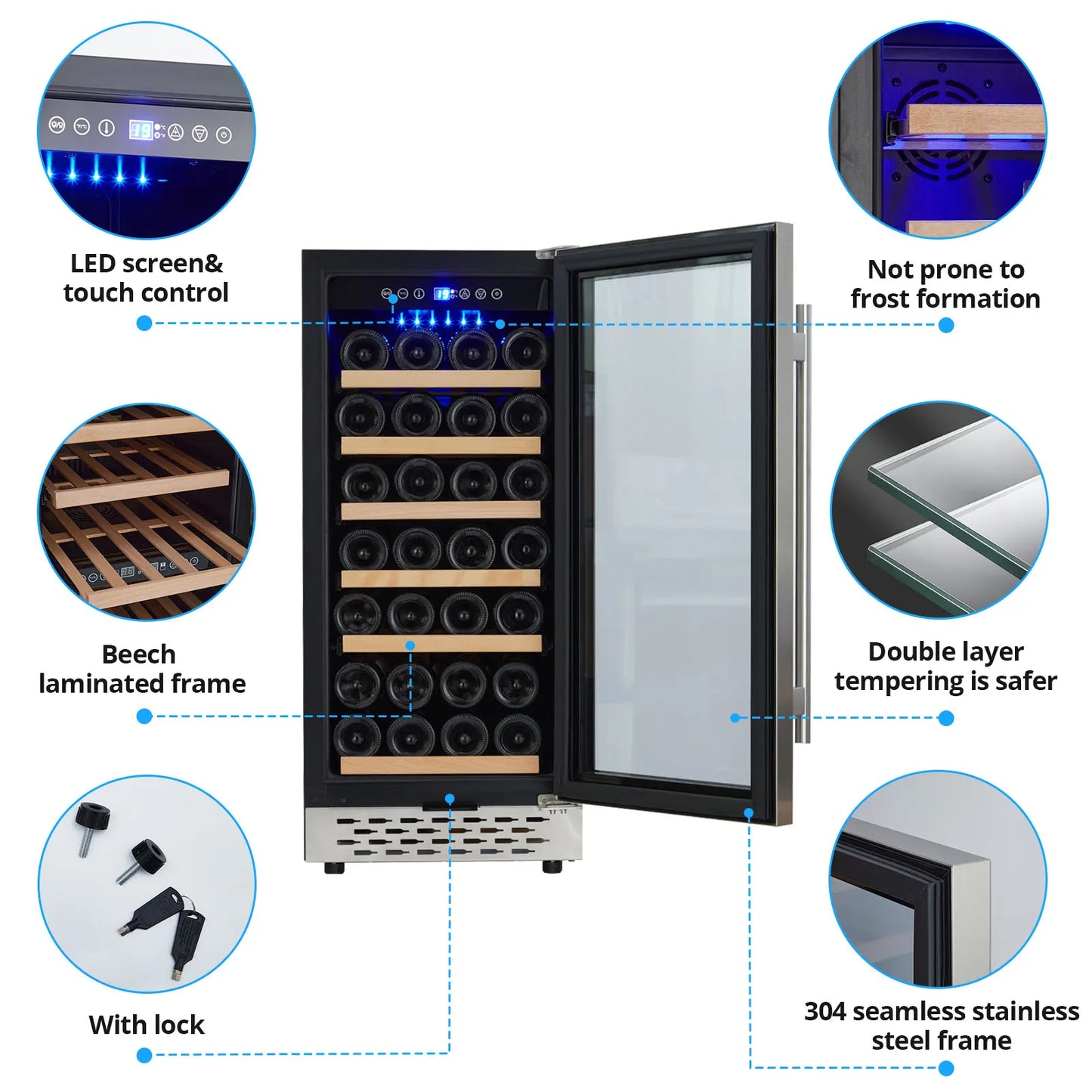 Acekool Single Zone Wine Refrigerator With Digital Thermostat