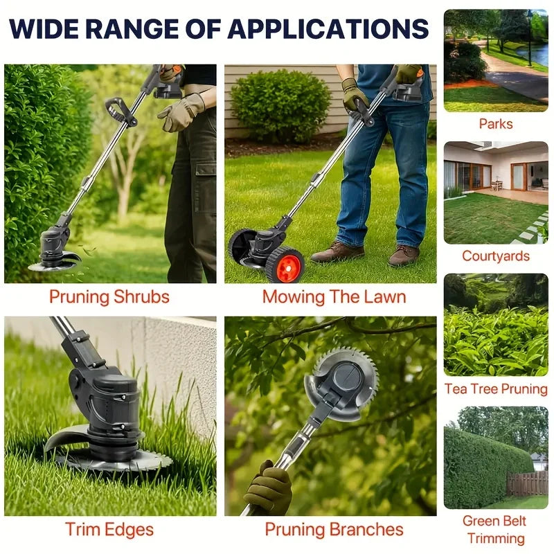 Wireless Electric Weed Trimmer And Lawn Edger With Dual Batteries