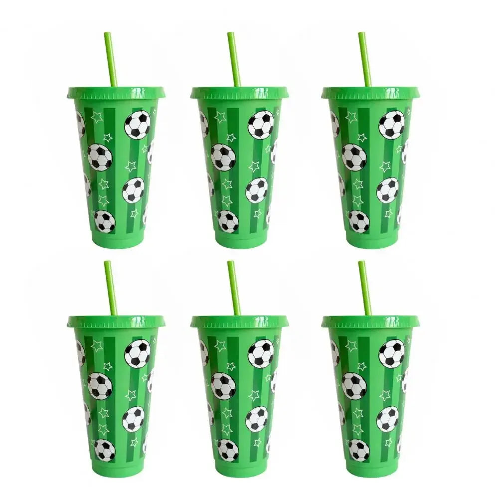 Football Themed Reusable Plastic Sports Party Drinking Tumbler