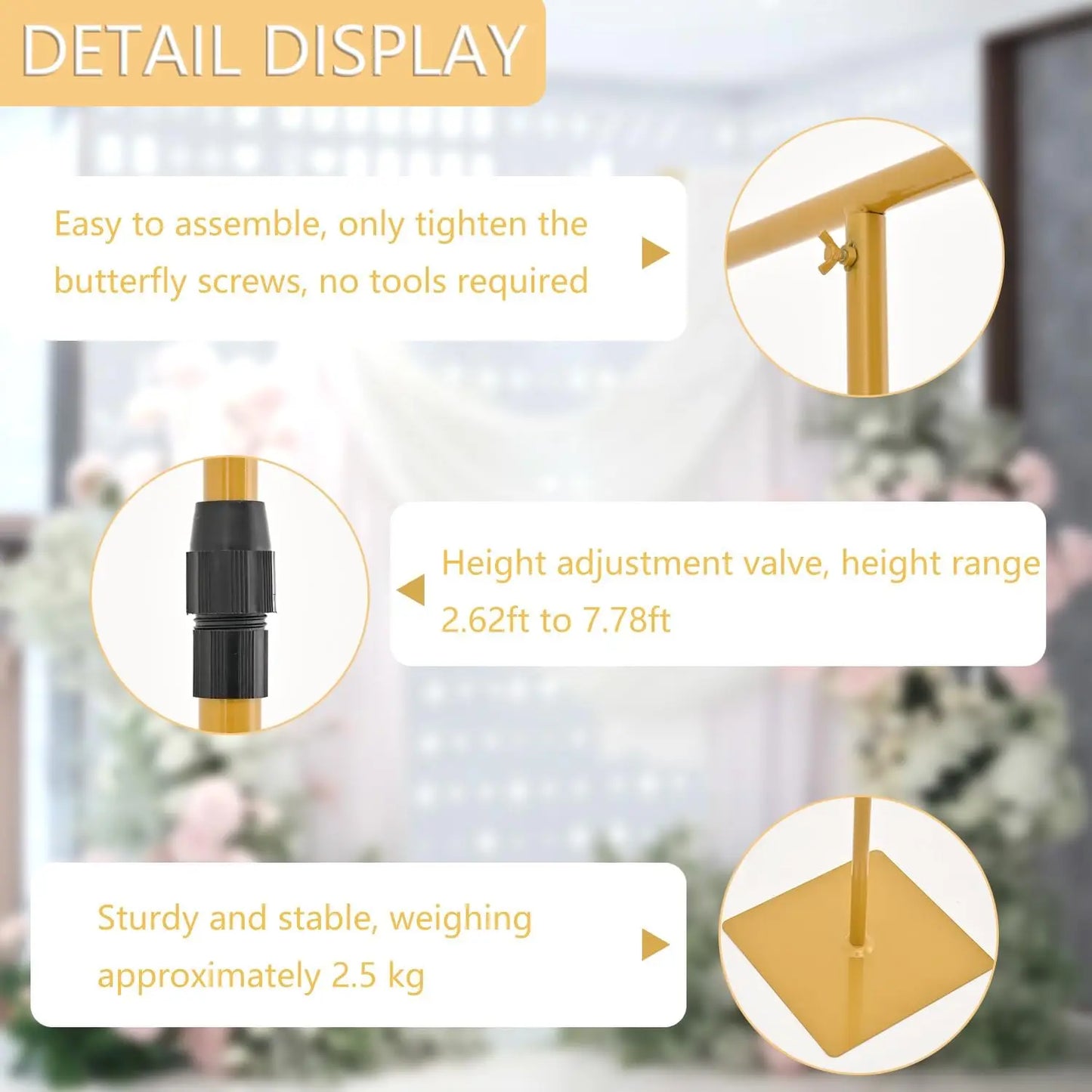 Adjustable Metal Backdrop Stand Support Frame For Party Decor