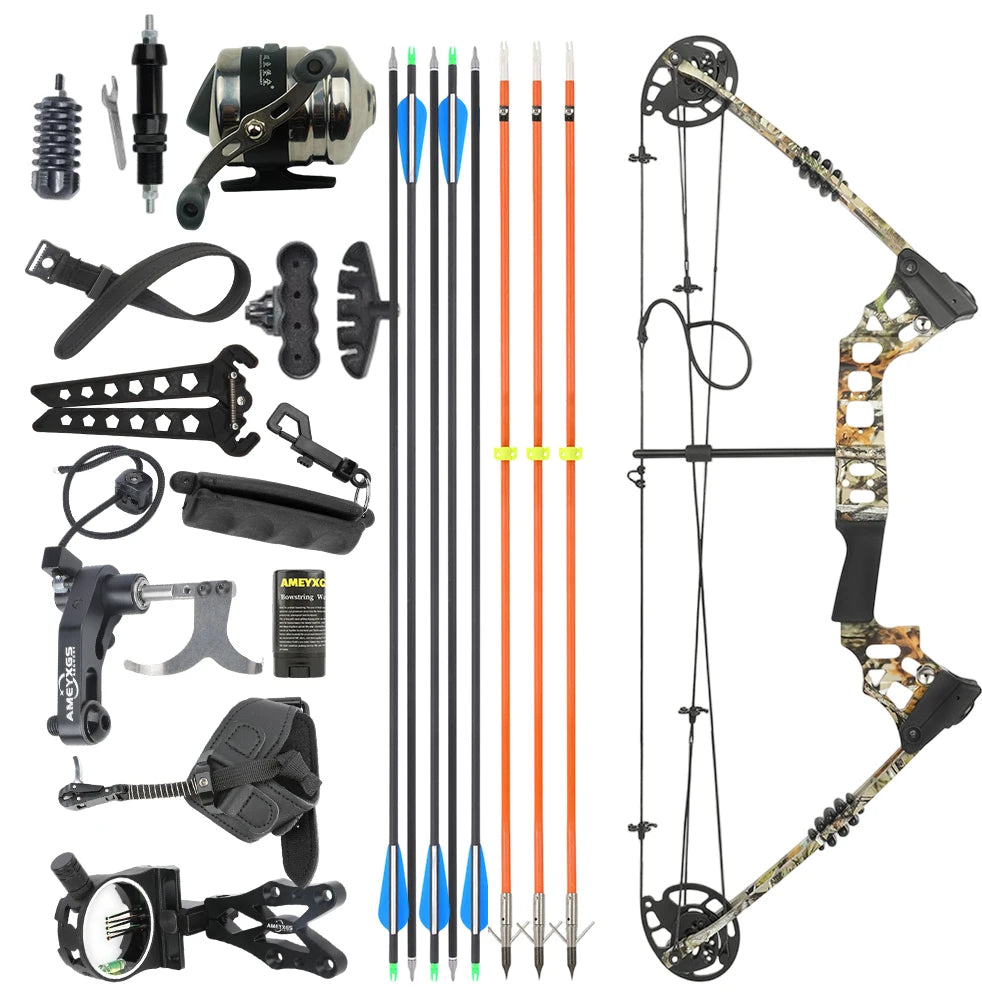 20-70lbs Adjustable Compound Bow Set 320FPS 80% Let-off Right Left Hand Archery Kit for Outdoor Hunting Shooting Sports