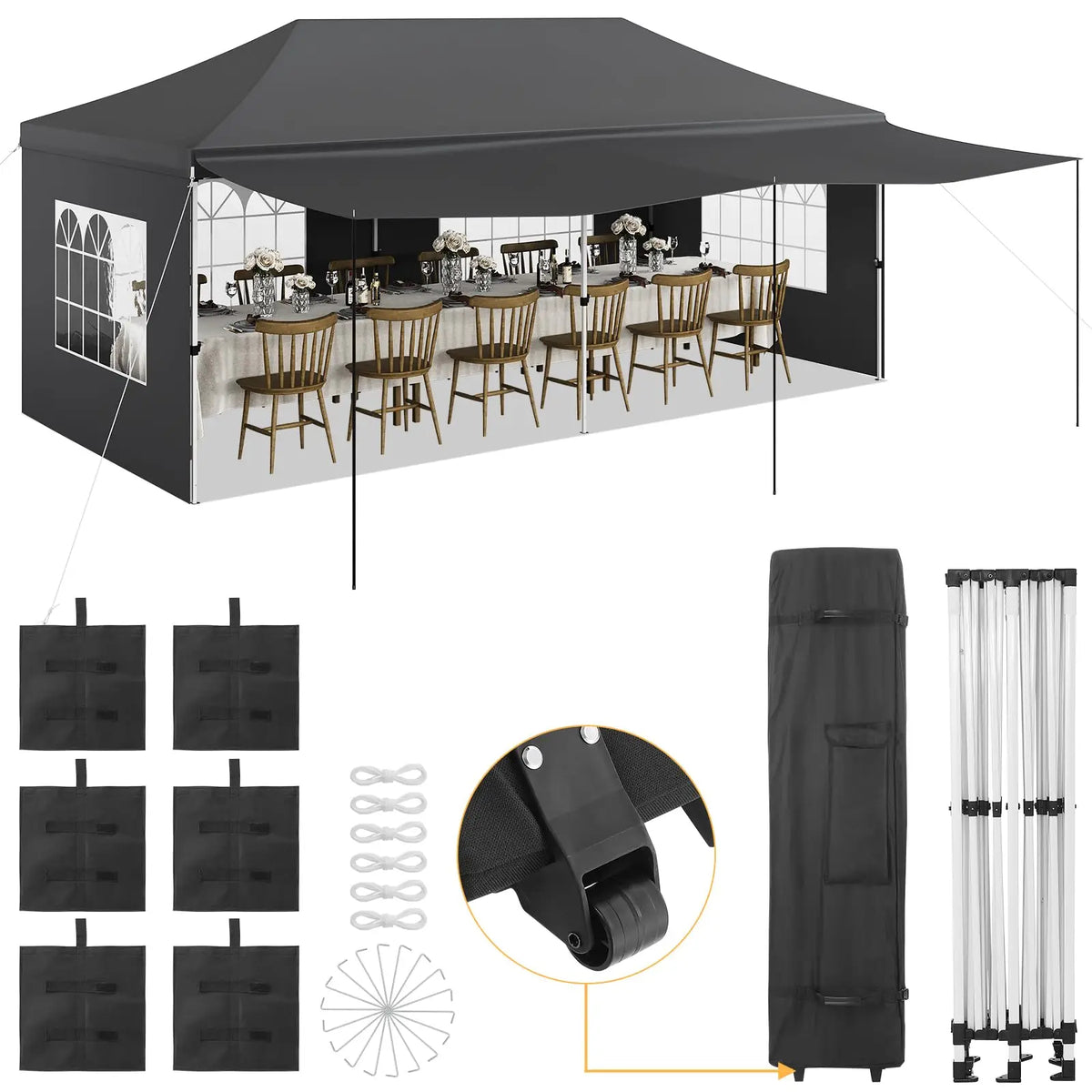 Heavy Duty Pop Up Event Tent With Five Detachable Sidewalls
