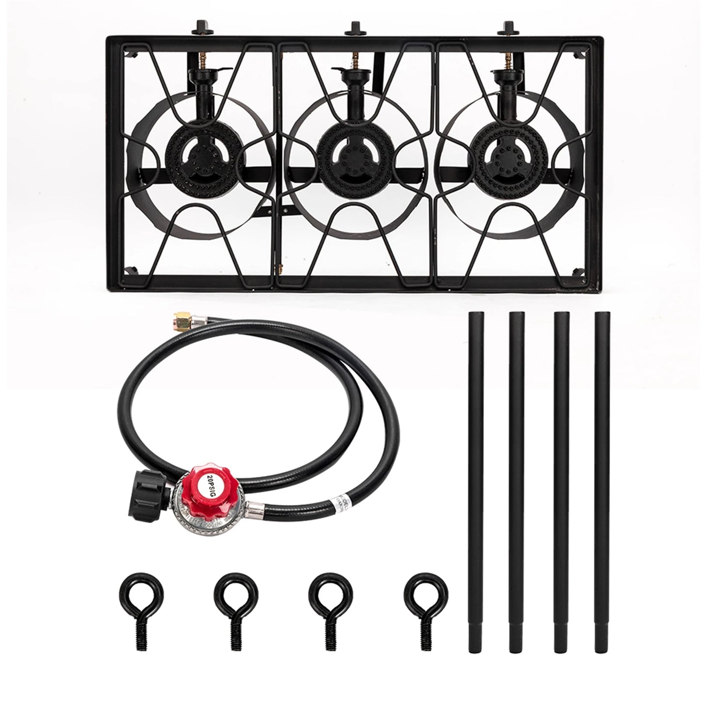 Portable Outdoor Propane Stove With Three Durable Cast Iron Burners