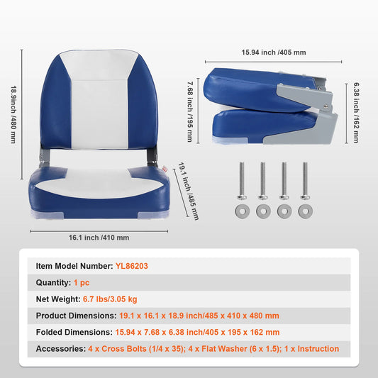 SucceBuy Folding Boat Captain Seat With Thick Cushion Support