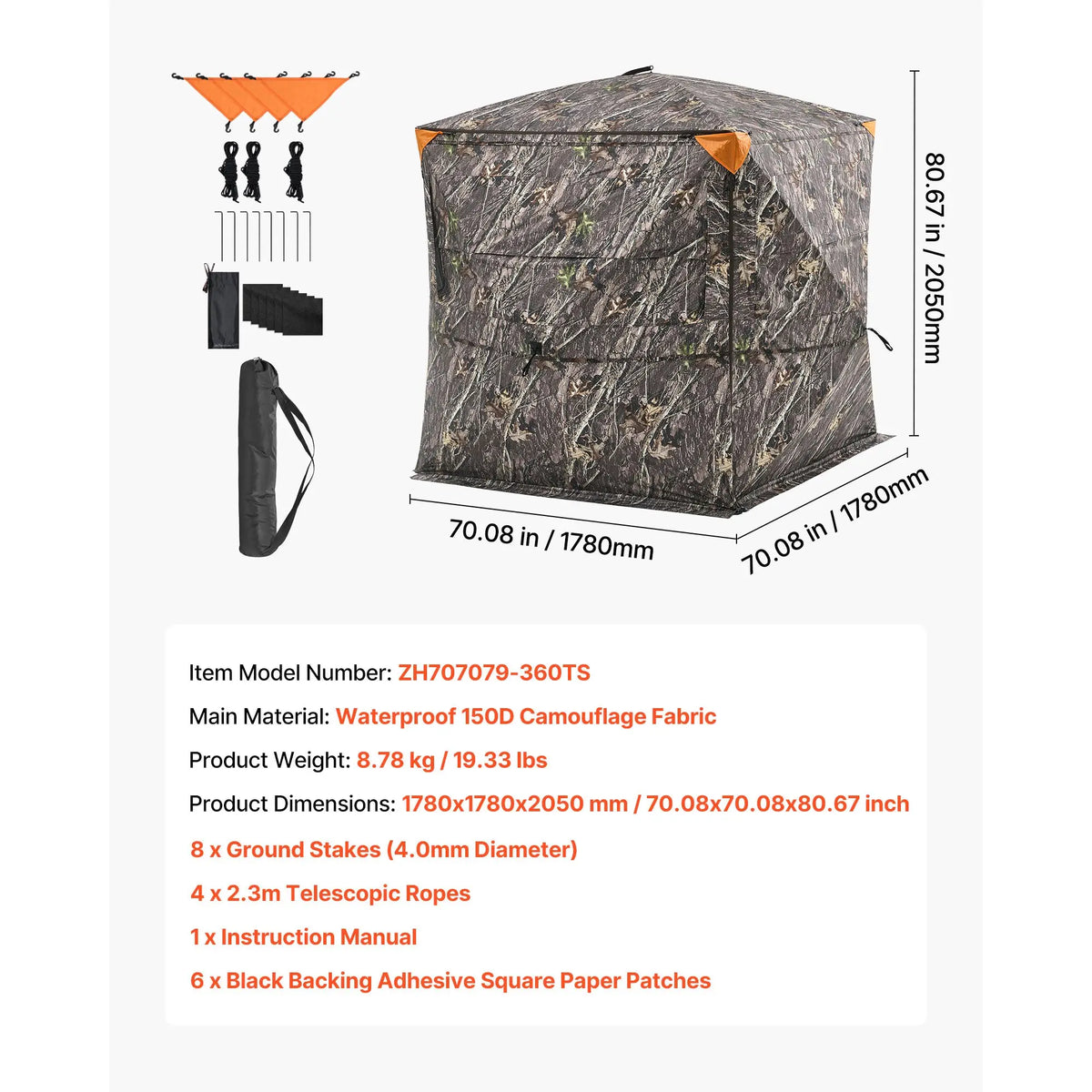 SucceBuy Ground Hunting Blind With Silent Door And Carry Bag