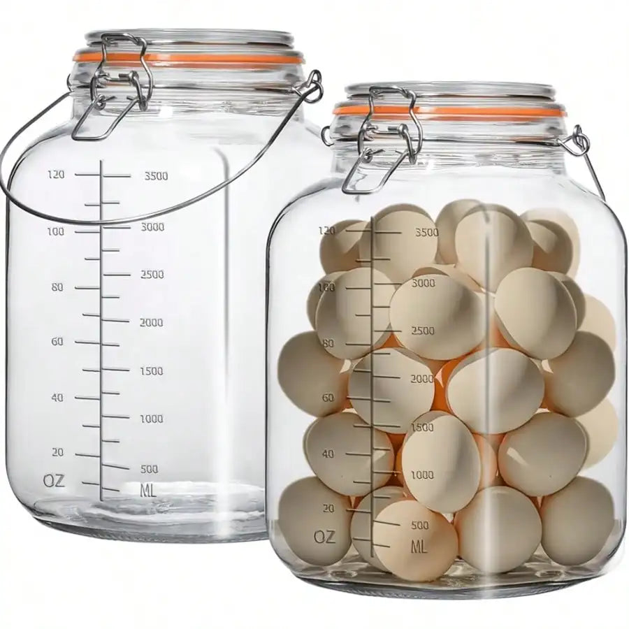 Wide Mouth Airtight Glass Storage Jars With Measurement Mark Lids