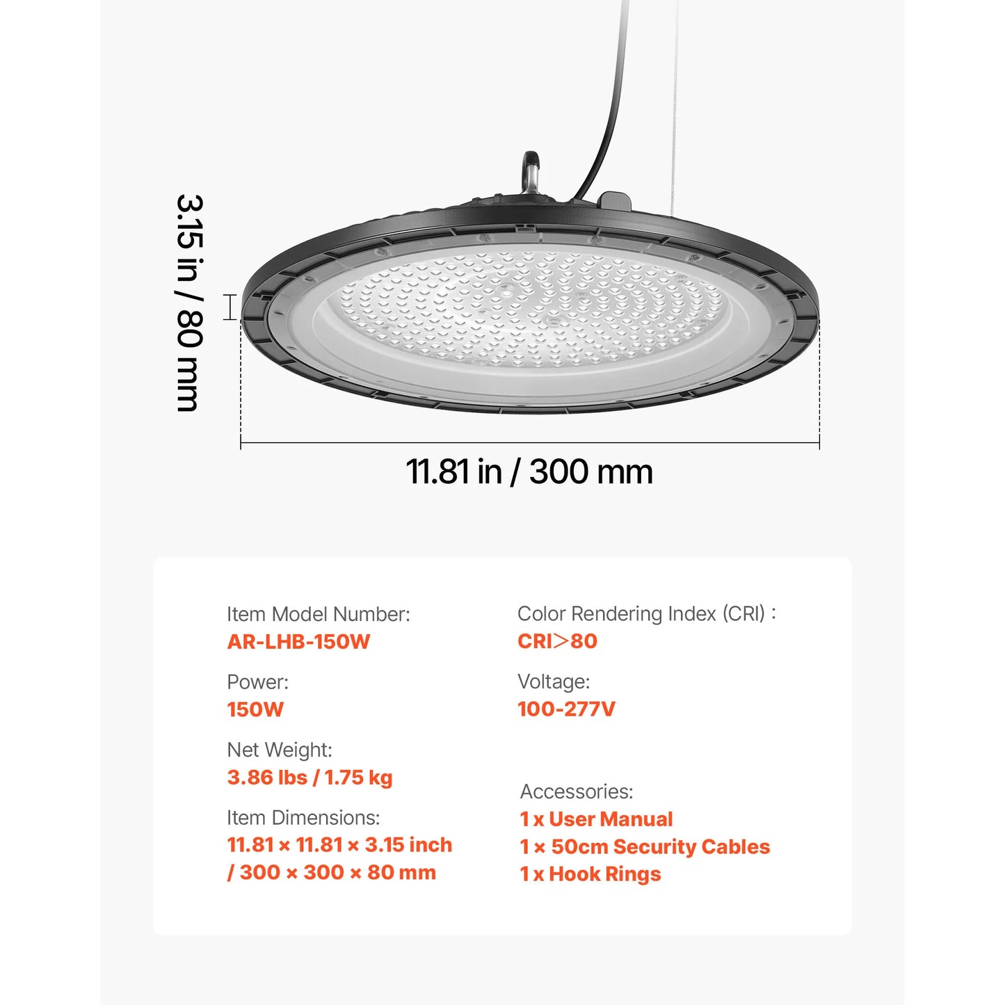 VEVOR LED High Bay Light For Warehouse And Industrial Use