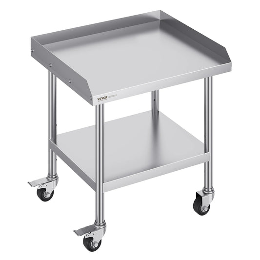 SucceBuy Stainless Steel Work Table With Four Casters And Backsplash