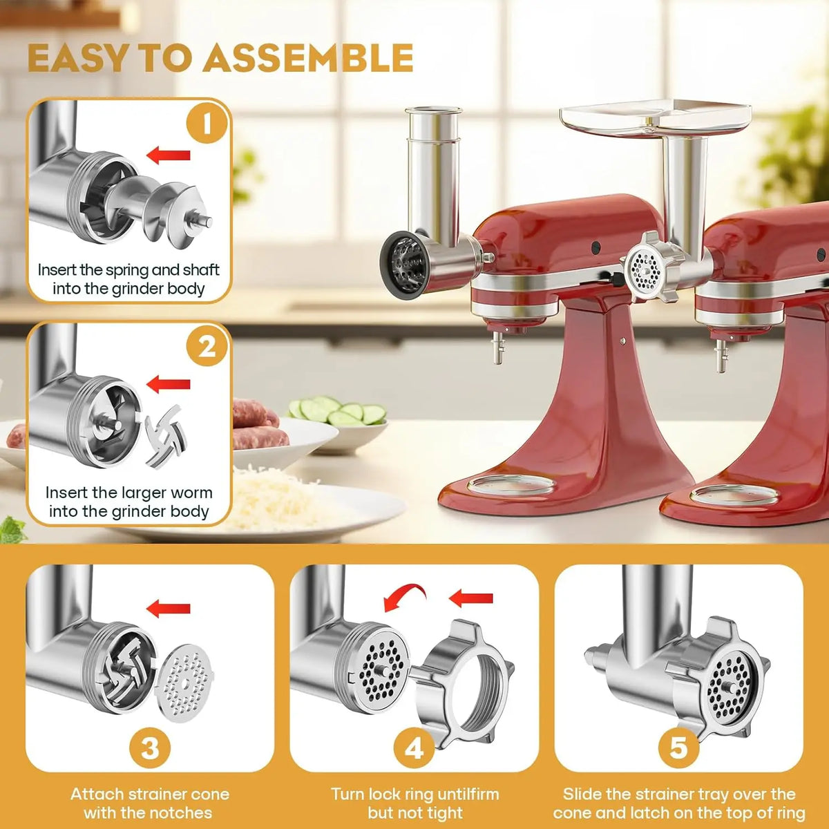 KitchenAid Stainless Steel Meat Grinder And Cheese Grater Set