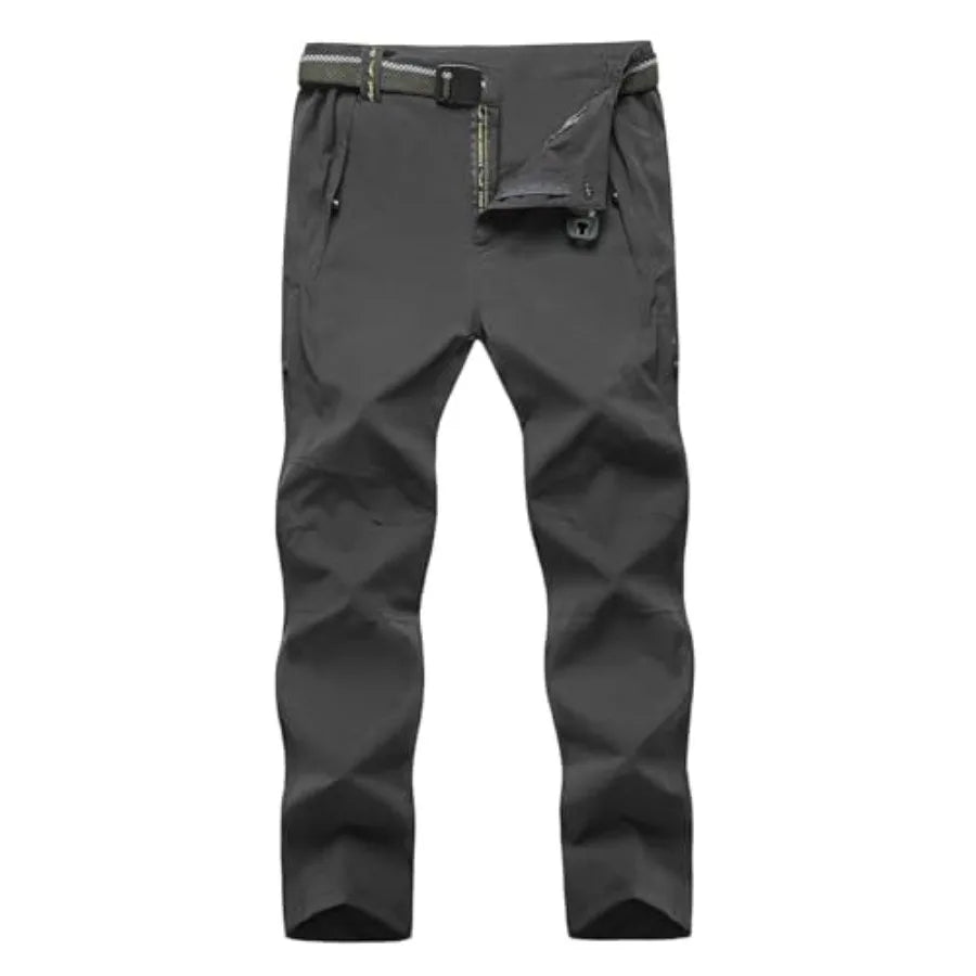 TBMPOY Men's Lightweight Hiking Pants with Belt 5 Zip Pockets Waterproof Quick-Dry Travel Fishing Work Outdoor Pants