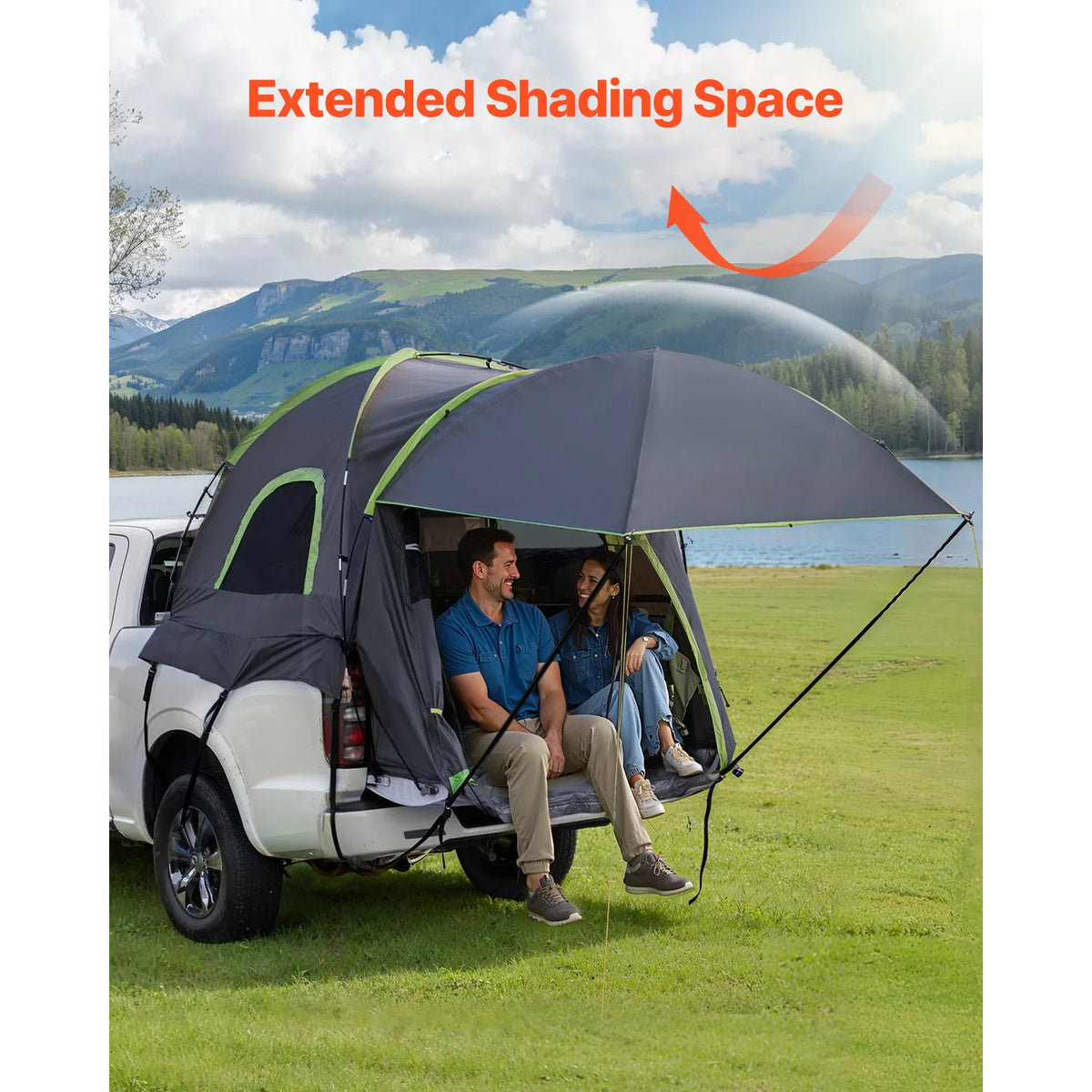 SucceBuy Waterproof Pickup Truck Tent With Expandable Awning For Camping