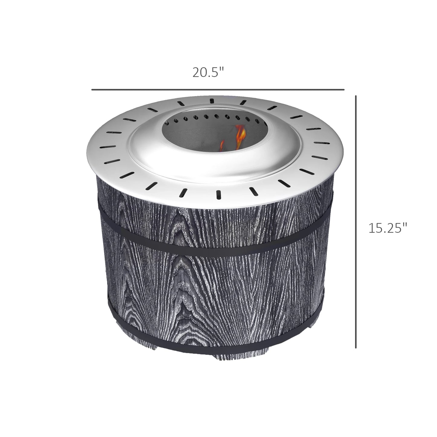 Outsunny Smokeless Wood Fire Pit With Protective Mat