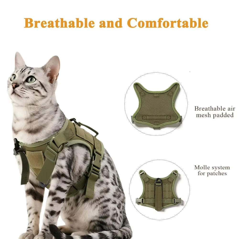 Petravel Tactical Cat Harness And Leash Set With Handle