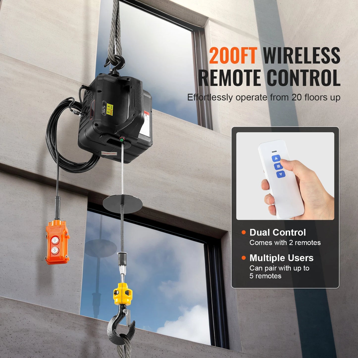 SucceBuy Electric Hoist Winch 1100lbs Portable With Wireless Remote
