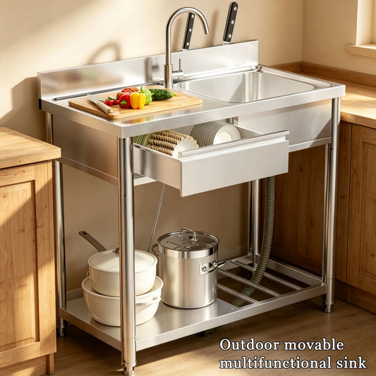 Iosn Outdoor Utility Sink With Workbench And Storage Shelf