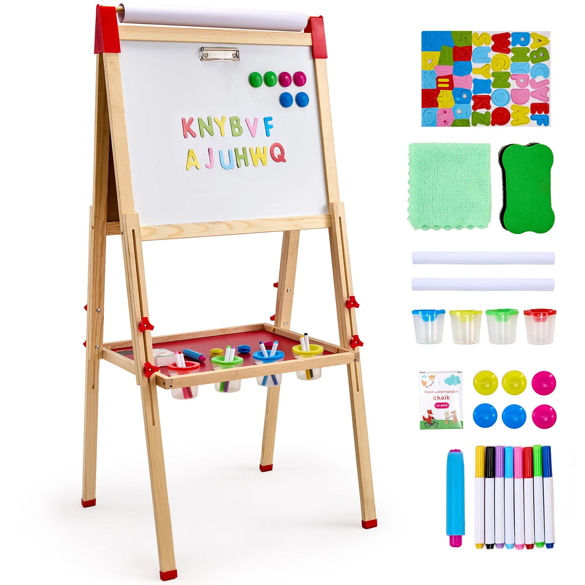 SucceBuy Wooden Magnetic Drawing Board Double Sided Art Easel