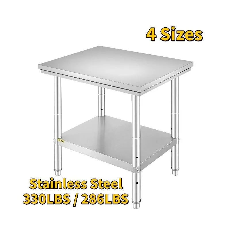 SucceBuy Stainless Steel Kitchen Work Bench With Undershelf