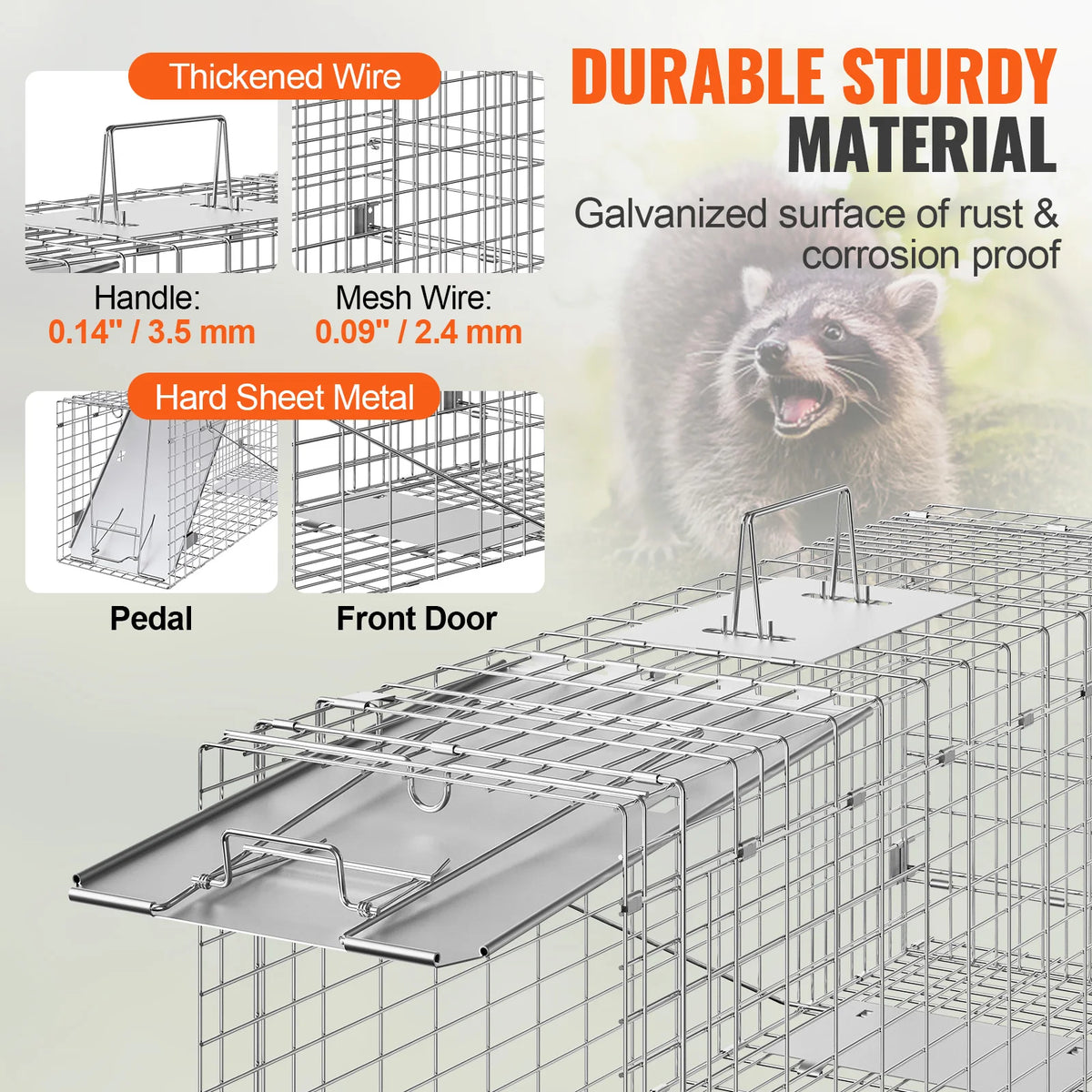 SucceBuy Humane Live Animal Cage Trap Galvanized Iron Folding