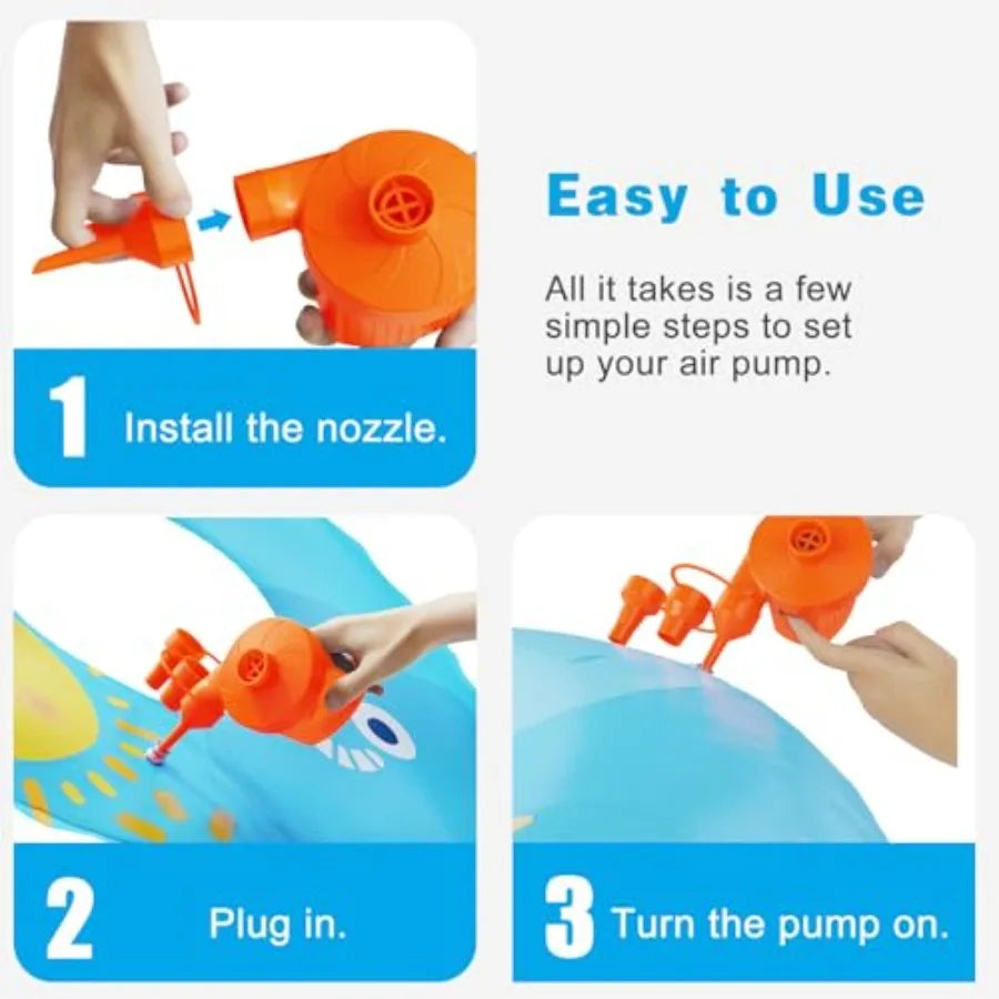 Portable Electric Air Pump Inflator And Deflator With Three Nozzles