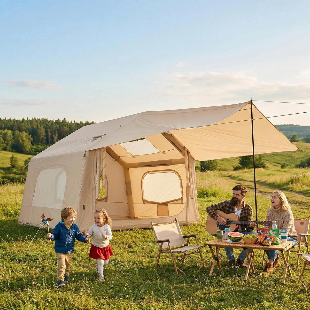 Inflatable Outdoor Camping Tent With Skylight And Canopy