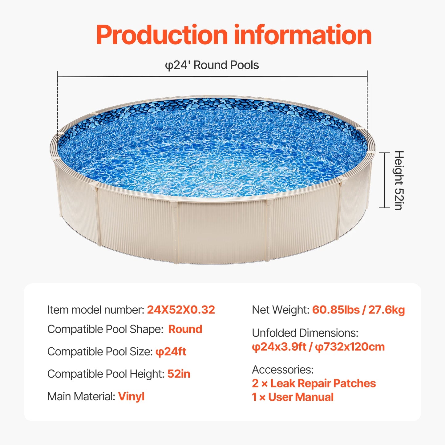 SucceBuy Swimming Pool Liner Replacement Vinyl Overlap Style