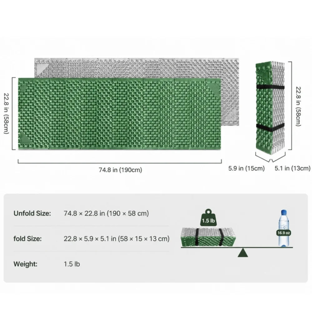Night Cat Foam Sleeping Pad: Foldable Ultralight Closed Cell Foam Sleeping Mat Waterproof for Outdoor Hiking Camping Backpacking