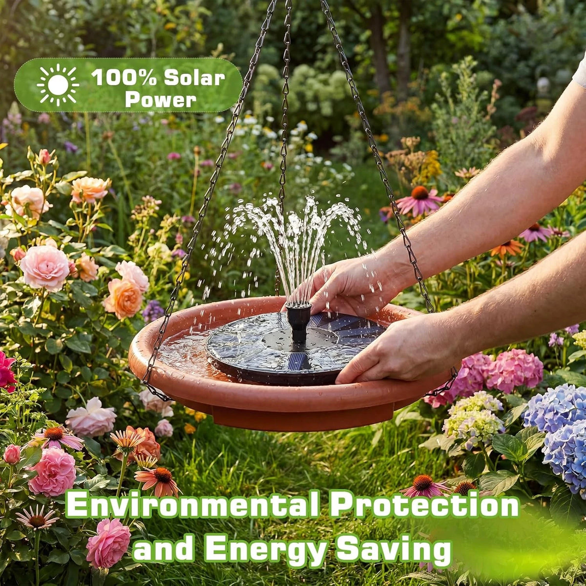 Solar Hanging Bird Bath With Fountain And Tiered Stand Design