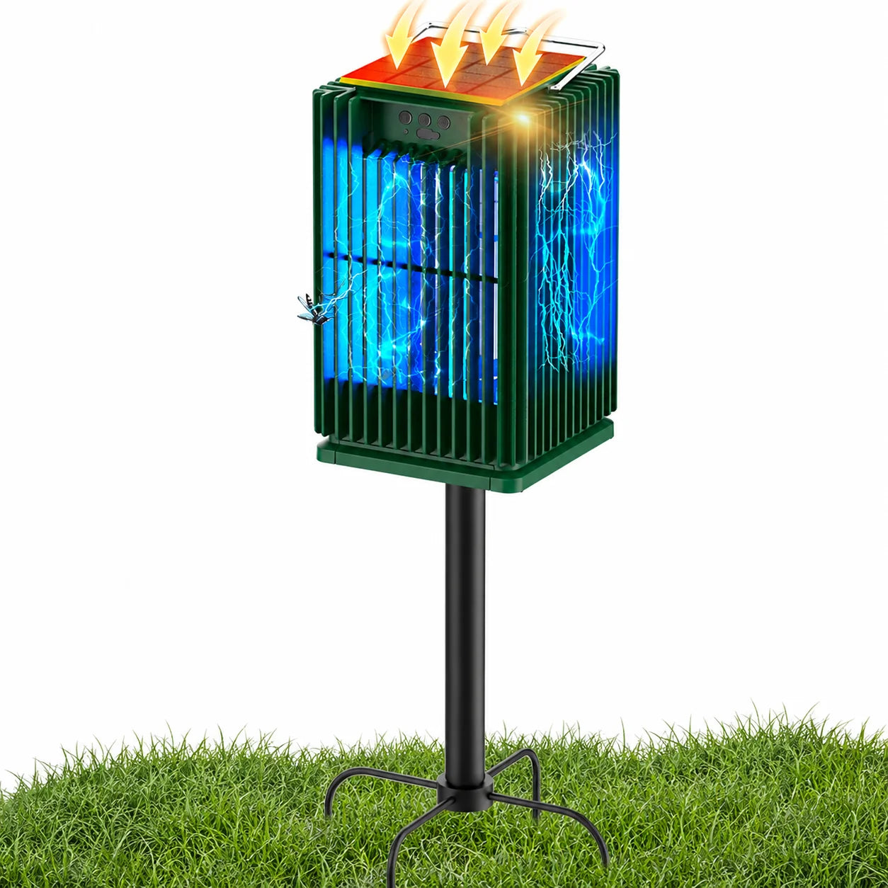 Solar Cordless Outdoor Bug Zapper With Integrated Led Ground Bracket