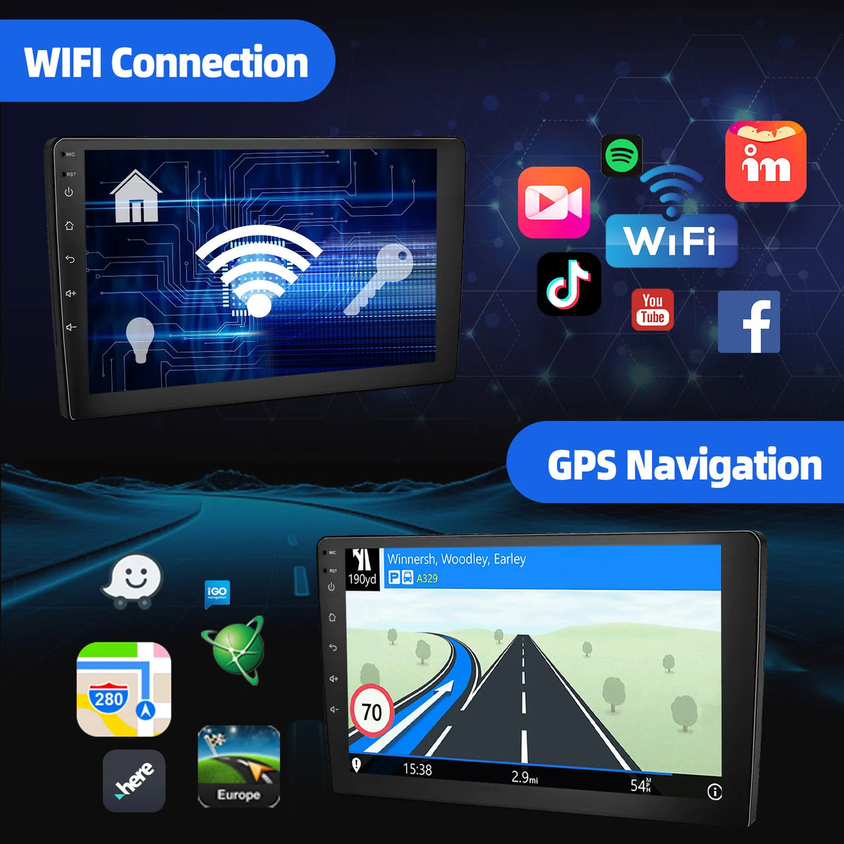 Essgoo Wireless CarPlay Android Auto Car Stereo Radio With GPS