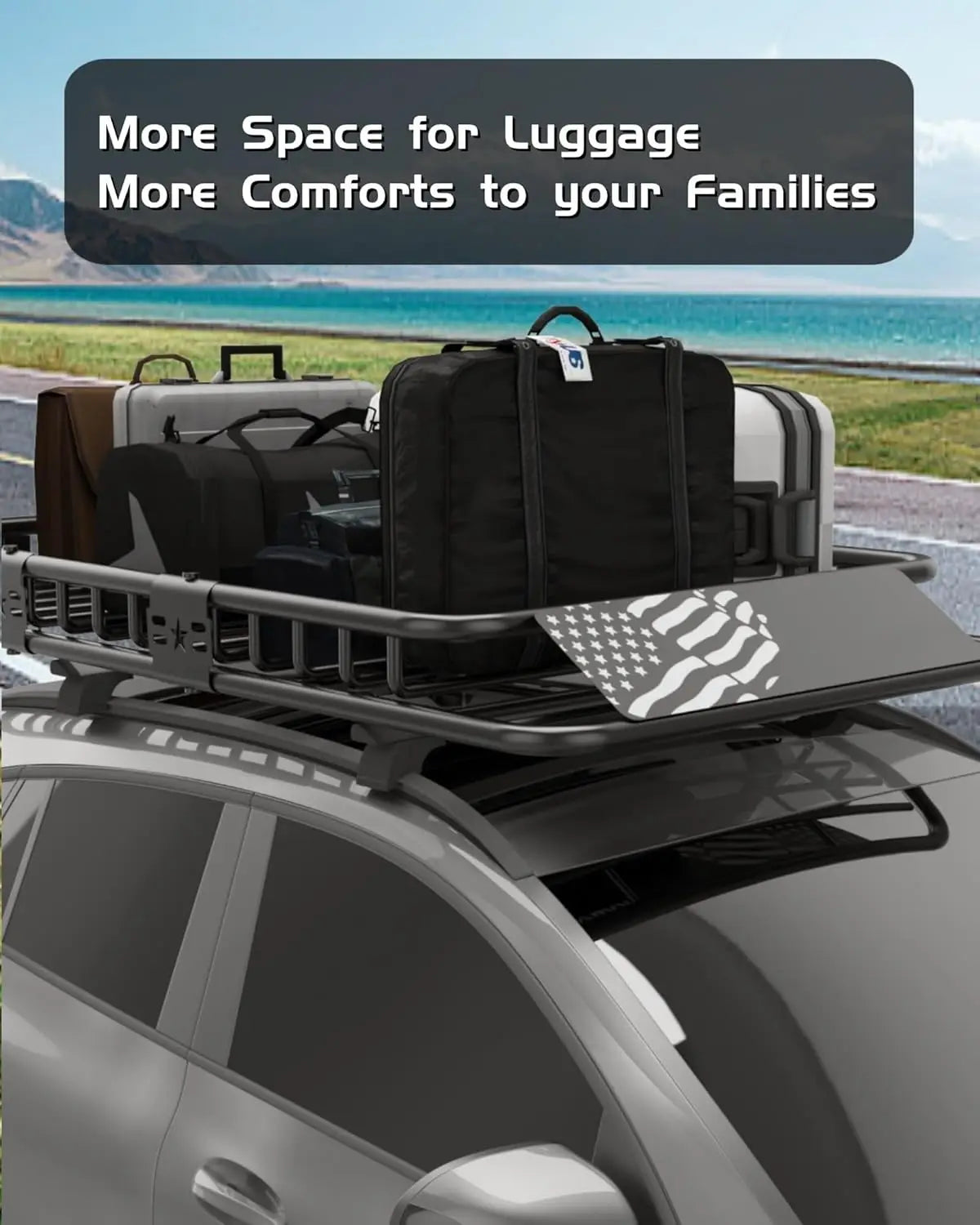 HiMISS Heavy Duty Roof Rack Cargo Luggage Basket Carrier