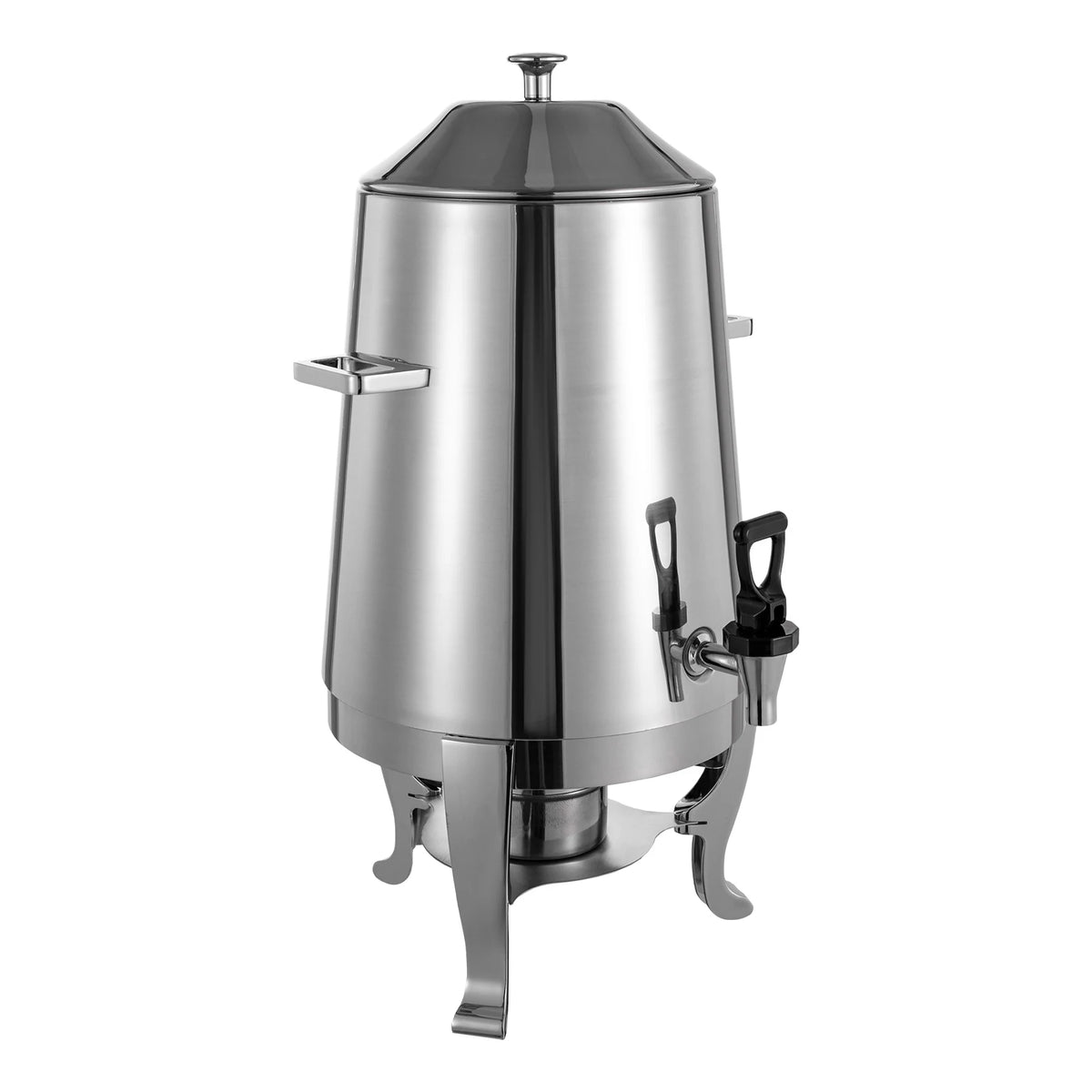Alcohol Warmed Hot Drink Dispenser, Free Standing Stainless Beverage Container Insulated Anti-scald Handle Spill Control Tap Detachable Bottom Mounting Base Restaurant Buffet Milk Chocolate Holding Equipment