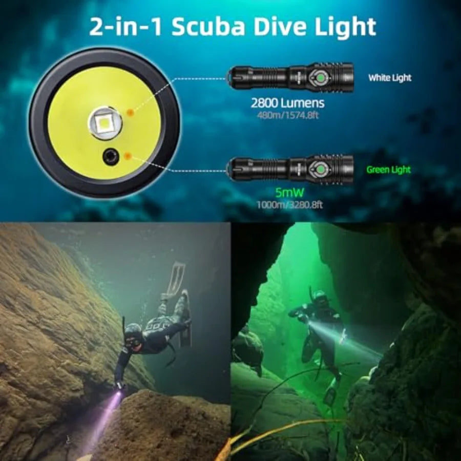 DL03 2800 Lumens Scuba Dive Light With Rechargeable Dual Beam