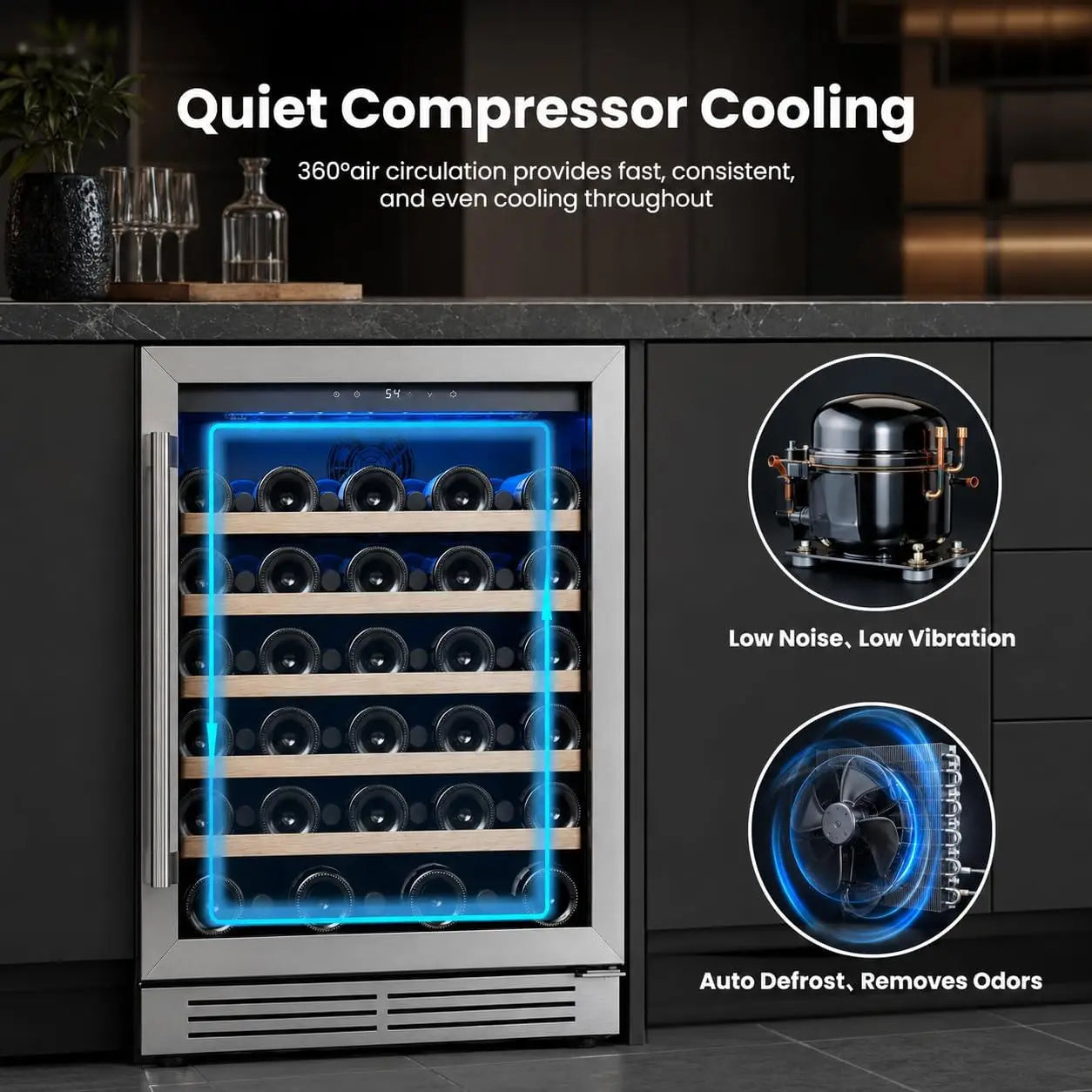 Acekool Single Zone Built In Wine Cooler With Digital Control