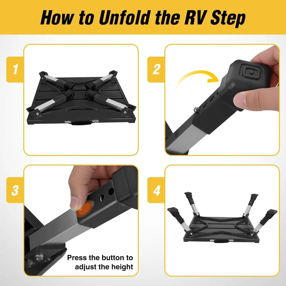 Nilight Portable Folding Aluminum RV Step With Adjustable Heights