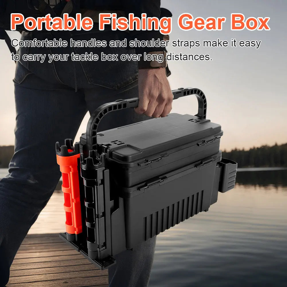 ATUOTIN 2 Tier Fishing Tackle Box Storage Organizer Case
