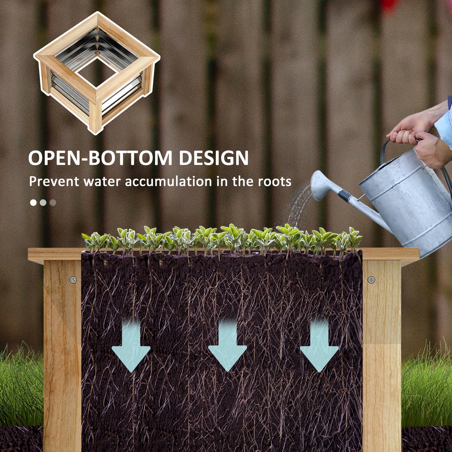 Outdoor Planter with Trellis Wooden Planter Box, Natural Wood