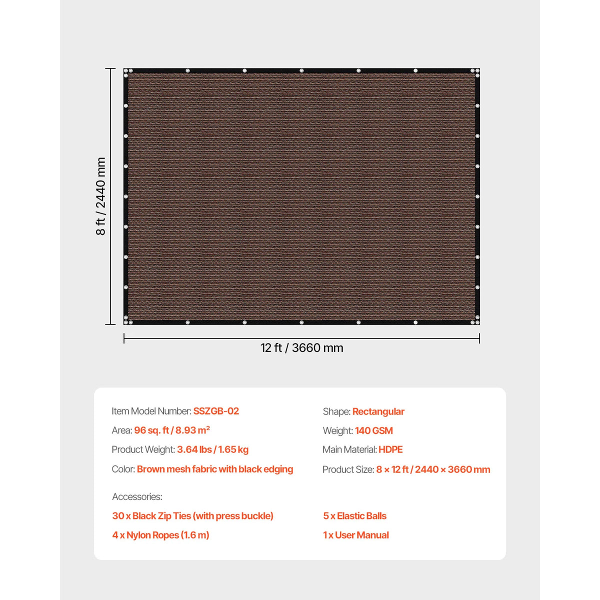 SucceBuy HDPE Sun Shade Cloth Outdoor Garden Privacy Canopy