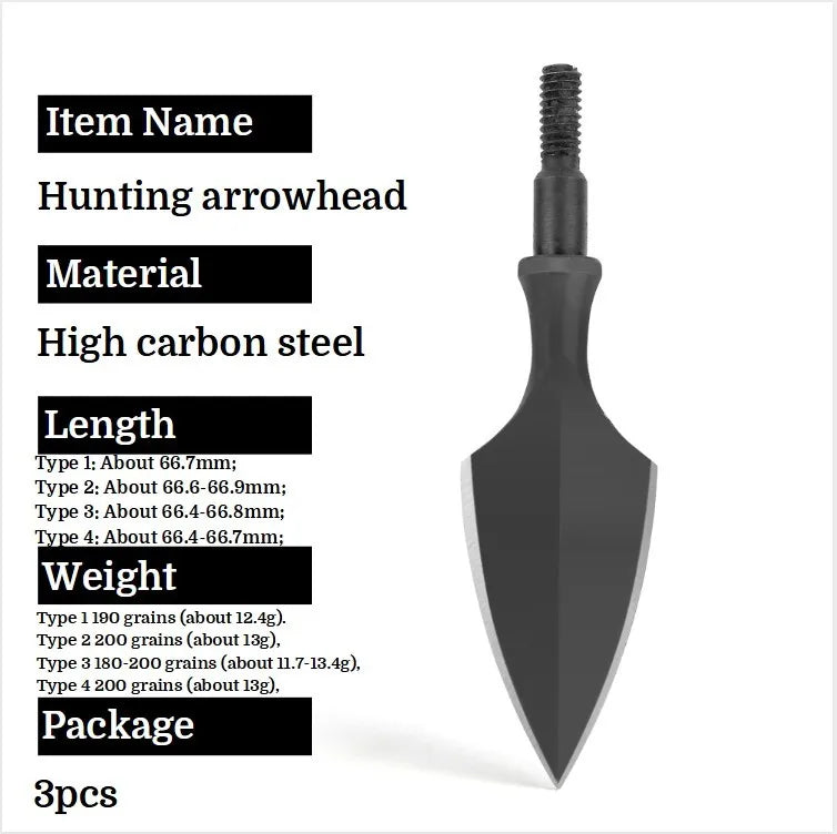 Hunting Broadheads Archery Arrowheads High Carbon Steel 180-200 Grain Retro Arrow Tips Fit Compound Recurve Bow