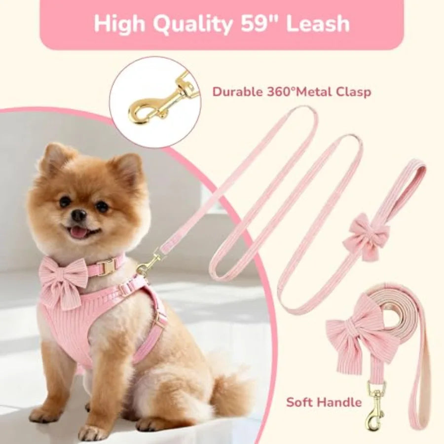 Adjustable Cotton Dog Harness And Leash Set For Daily Walks