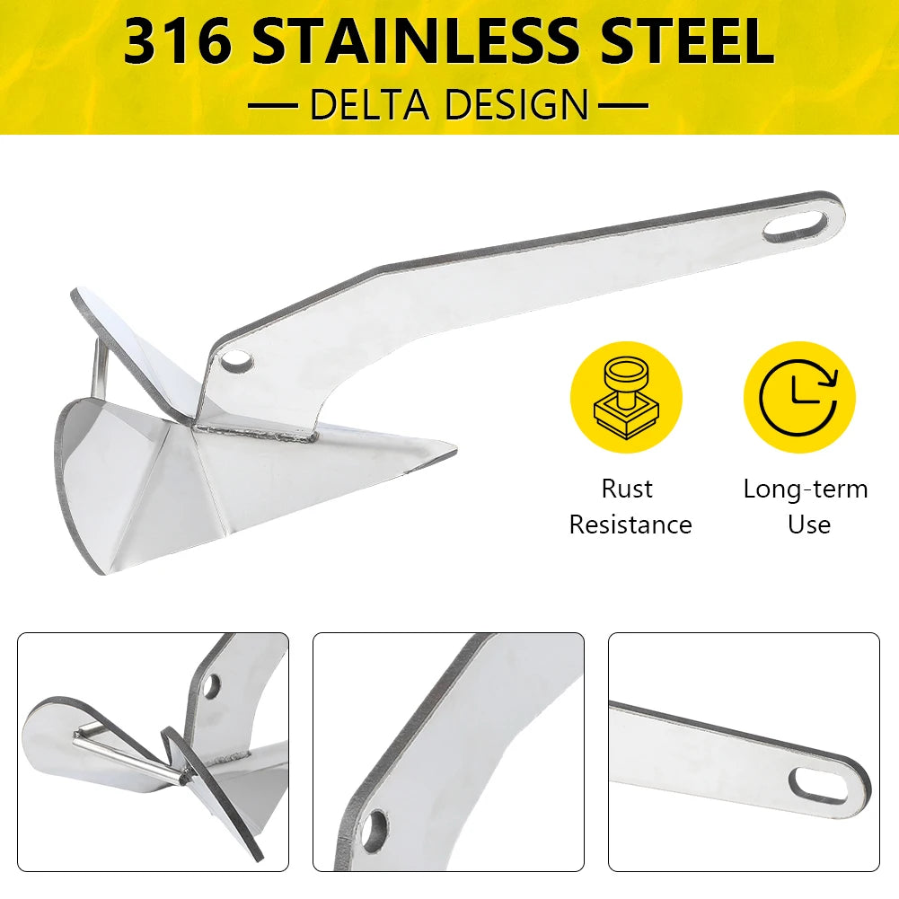 HiMISS Premium 316 Stainless Steel Triangular Boat Anchor